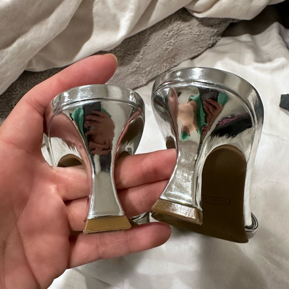 Silver kitten heel sandals - Picture 4 of 6